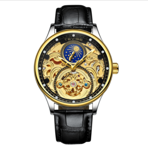 Tevise men's luxury hollow automatic mechanical watch moon phase tourbillon waterproof watch