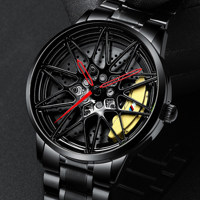 New Hollow Stereo Brake Disc Sports Car Men Watches Waterproof Sport Rim Hub Wheel Wristwatch Car Quartz Men's Watches