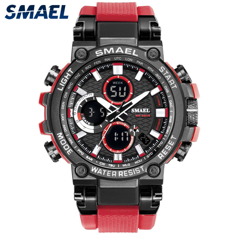 SMEAL Men Watch 1803 Casual LED Digital Waterproof Wristwatch Shock Resistant Quartz Watches Men Wrist Relogio Masculino