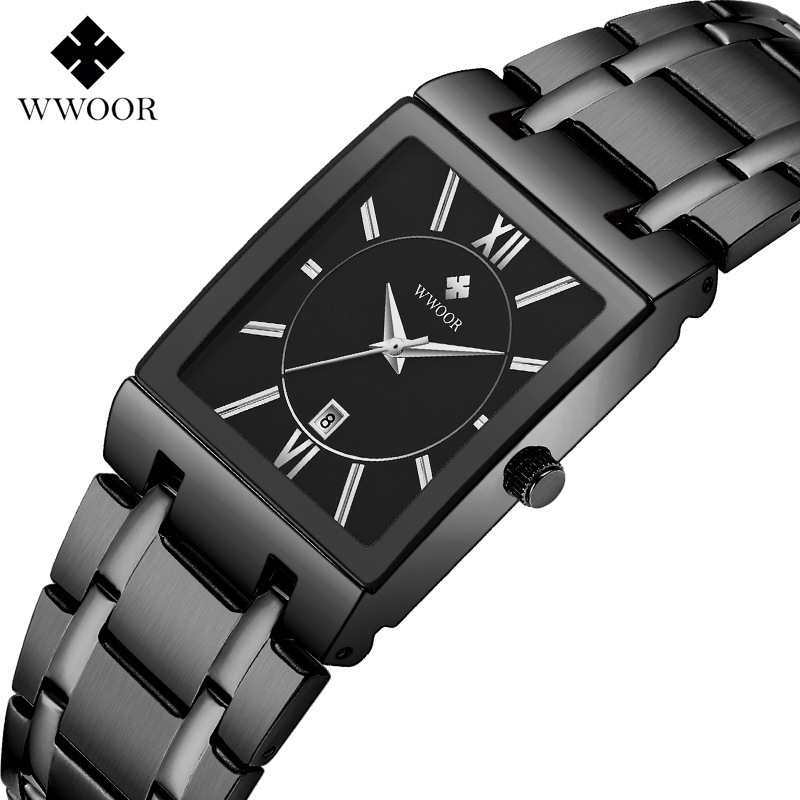 WWOOR 2021 Men's Square Watches Gold Top Brand Luxury Male Automatic Mechanical Wristwatch Fashion Black Stteel Reloj