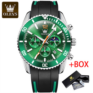 2023 OLEVS Original Quartz Watch for Men Sports Noctilucent Affairs Silicone Strap Watch for Men Chronograph Moonswatch 9916