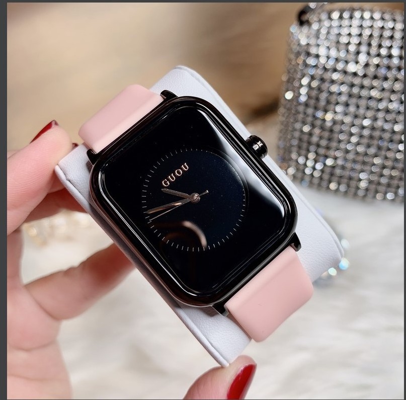 GUOU Women Watches Fashion Square Ladies Quartz Watch Jelly Design Simple Dial Luxury Silicone Women Watches