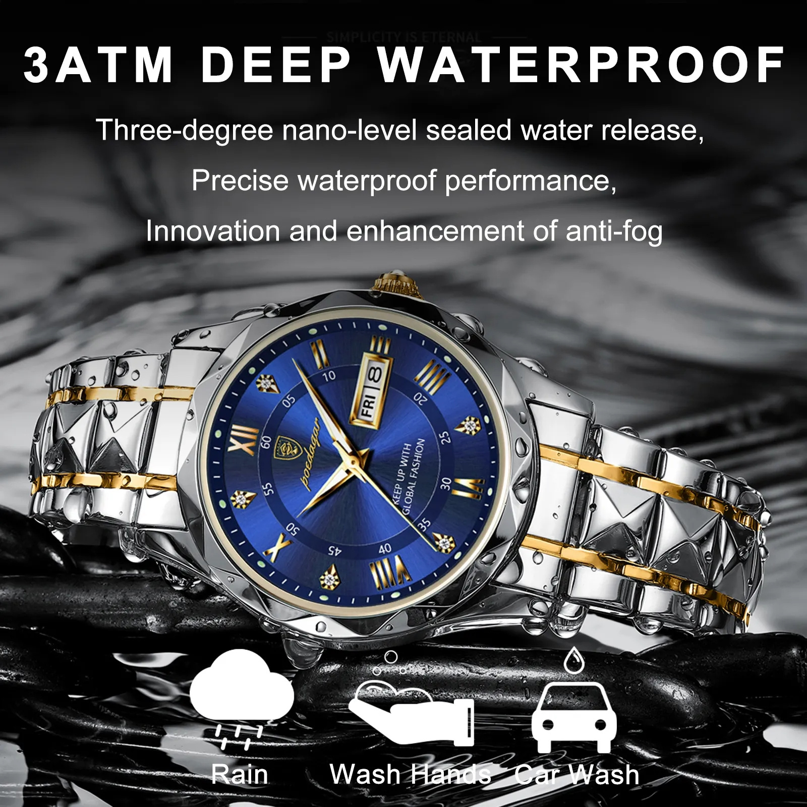 2024 New POEDAGAR New 615 Fashion Luxury Men's Quartz Watch Stainless Steel Watch Waterproof Luminous Quartz Watch For Men's