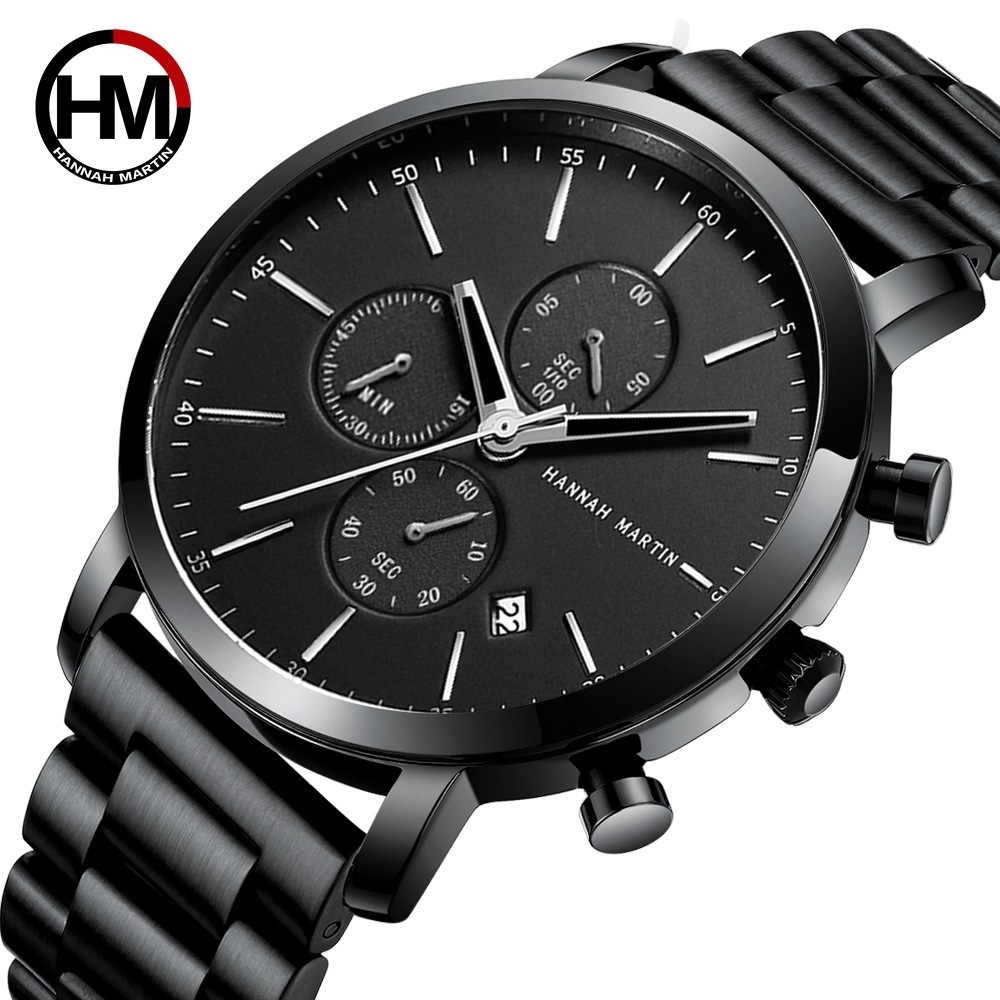 2021 Luxury Japan Movt Quartz Watch Stainless Steel Back Mens Watch Best Quality Black Man 3atm Water Resistant Alloy Watches