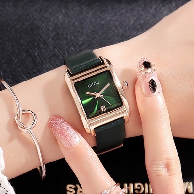 GUOU Women Watches 8089 New Hot Square Quartz Leather Watch Woman Fashion Elegant Women Dress Bracelet Relogio Feminino