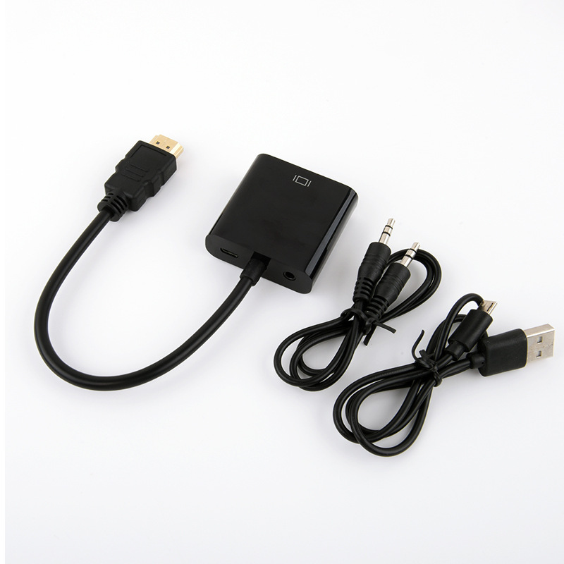 Shenzhen Factory Price 1080P Active for HDMI to VGA converter with audio port adapter cable for PC display TV Project