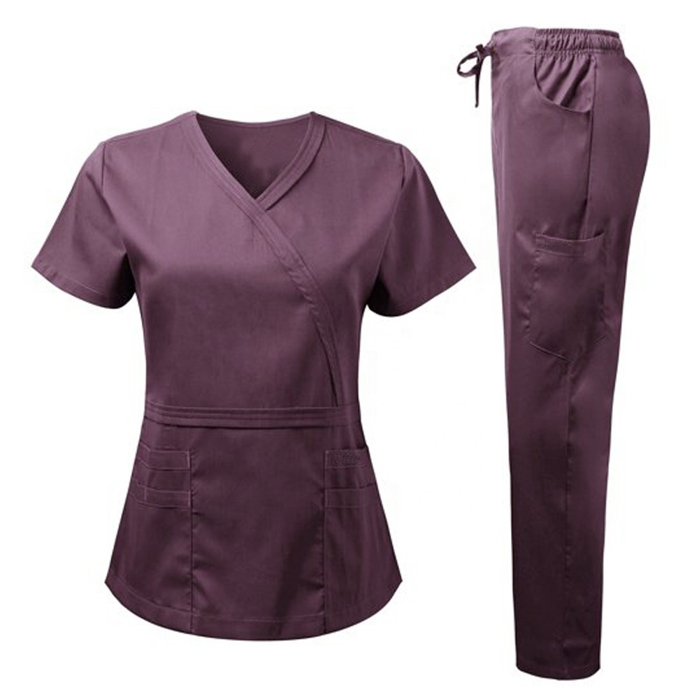 Wholesale Hospital Uniform Medical Nursing Scrubs Set 4 Way Stretch Tops and Pants Unisex Medical Scrub For Women Men