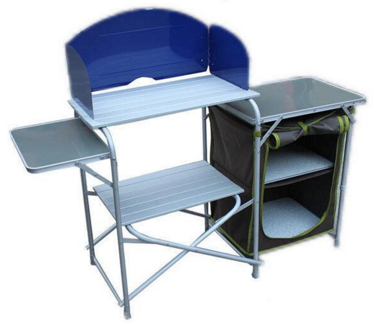 Camping Kitchen Aluminum Cupboard Folding Cabinet Picnic Cooking Table