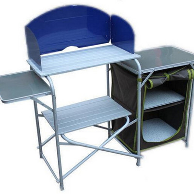 Camping Kitchen Aluminum Cupboard Folding Cabinet Picnic Cooking Table