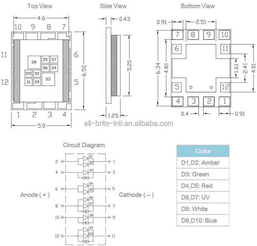 14W 6in1 full color par rgbwauv  rgbwa rgbaw uv multi color high power LED chip