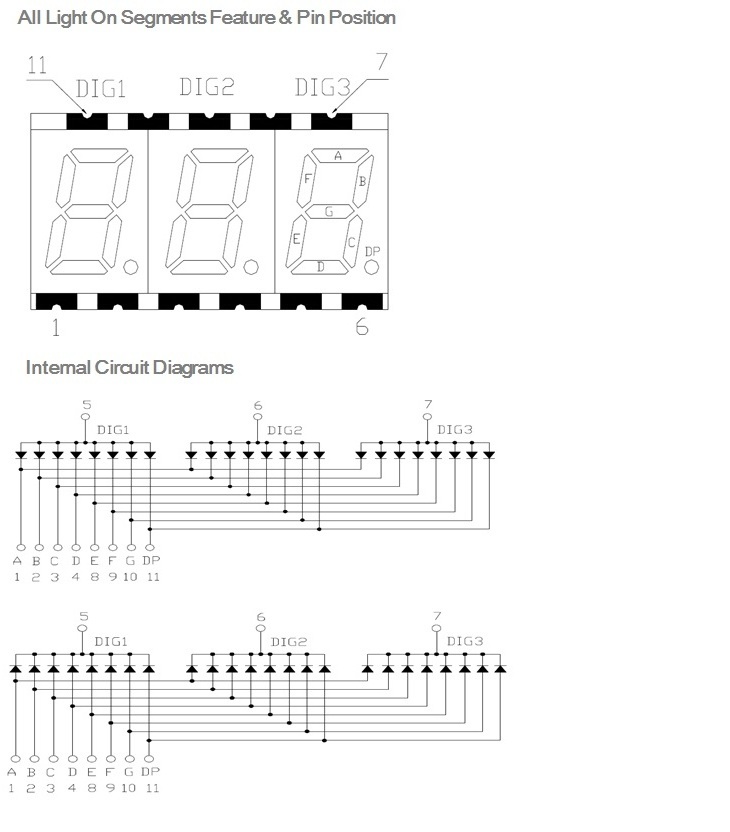 0.3 inch 3 digit 7segment 7 segment common anode/cathode led smt numeric digital display