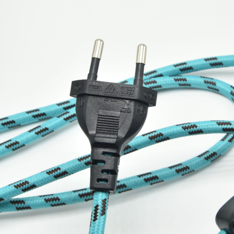 Hot Sale Braided Power Cable With EU Plug 304 Switch Table Lamp Power Cord  VDE approved