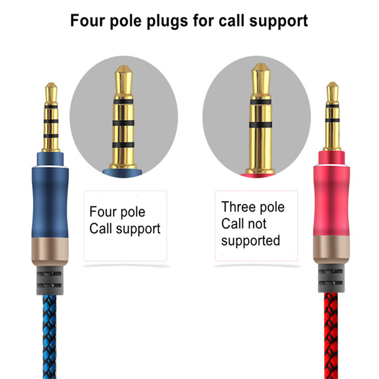 Best selling 3.5mm cable audio wire bulk gold plated optical aux headphone durable extension stereo 4 pole audio cable