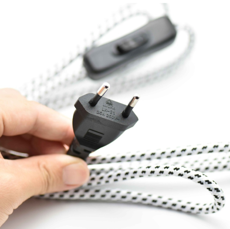 Hot Sale Braided Power Cable With EU Plug 304 Switch Table Lamp Power Cord  VDE approved