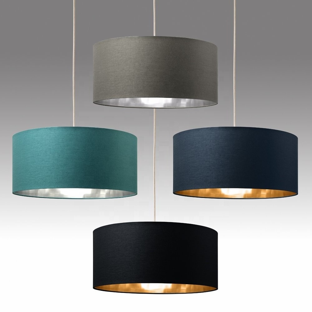 Modern Large Cylinder Ceiling Light TC Linen Fabric Drum Lamp Shade Pendant Lamp Decorative Hanging Light