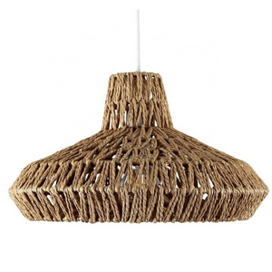 Undefined Natural Boho Style Handcraft Ceiling Light Handmade Woven Hanging Paper Shade Weave Rope Pendant Lantern