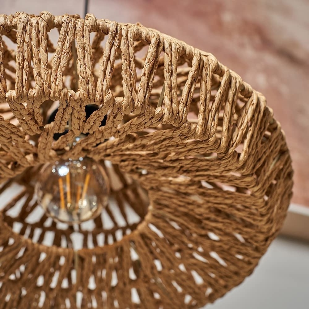 Undefined Natural Boho Style Handcraft Ceiling Light Handmade Woven Hanging Paper Shade Weave Rope Pendant Lantern