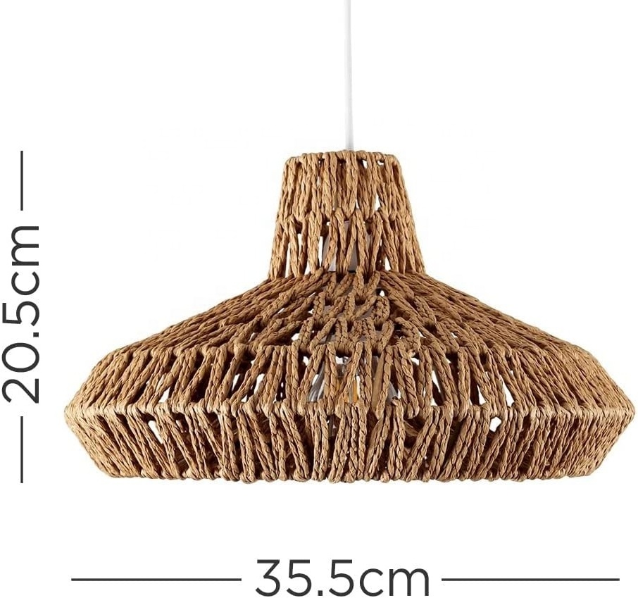 Undefined Natural Boho Style Handcraft Ceiling Light Handmade Woven Hanging Paper Shade Weave Rope Pendant Lantern