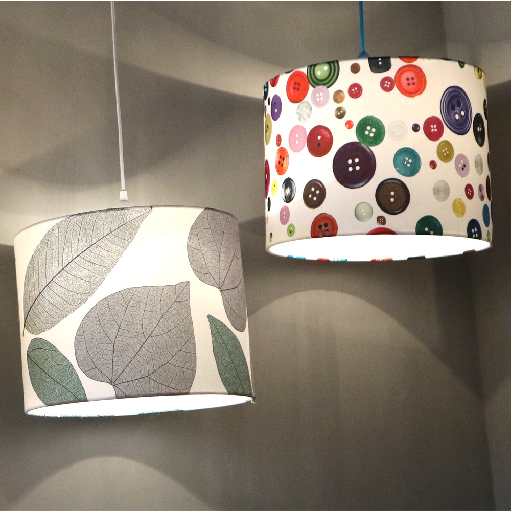 Modern Style Large Cylinder Printing Lamp Covers Floor Lampshade And Pendant Lamp Shade Fabric Material With E27 Painted Frame