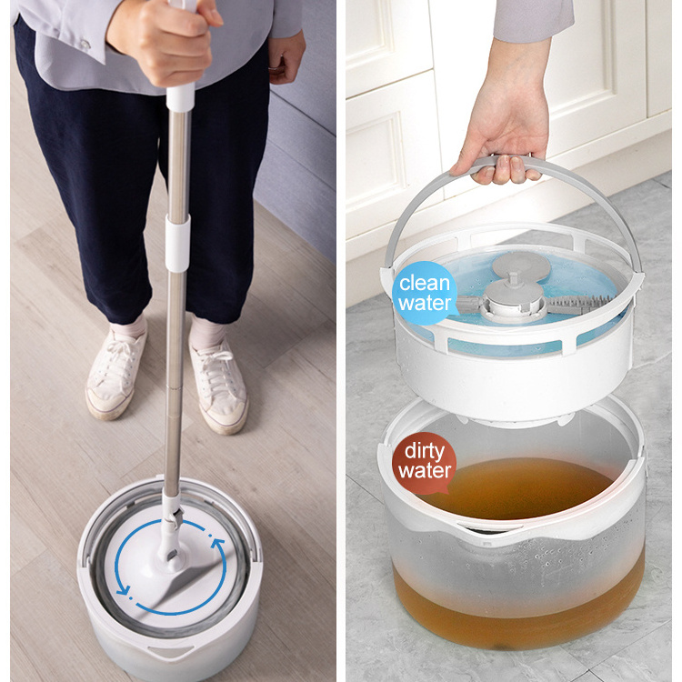 Home Wet Dry Spin Quick Cleaner 360 Mop Bucket Set Lazy Cleaning Tool Microfiber Flat Floor Magic Cotton Mop With Wringer Bucket