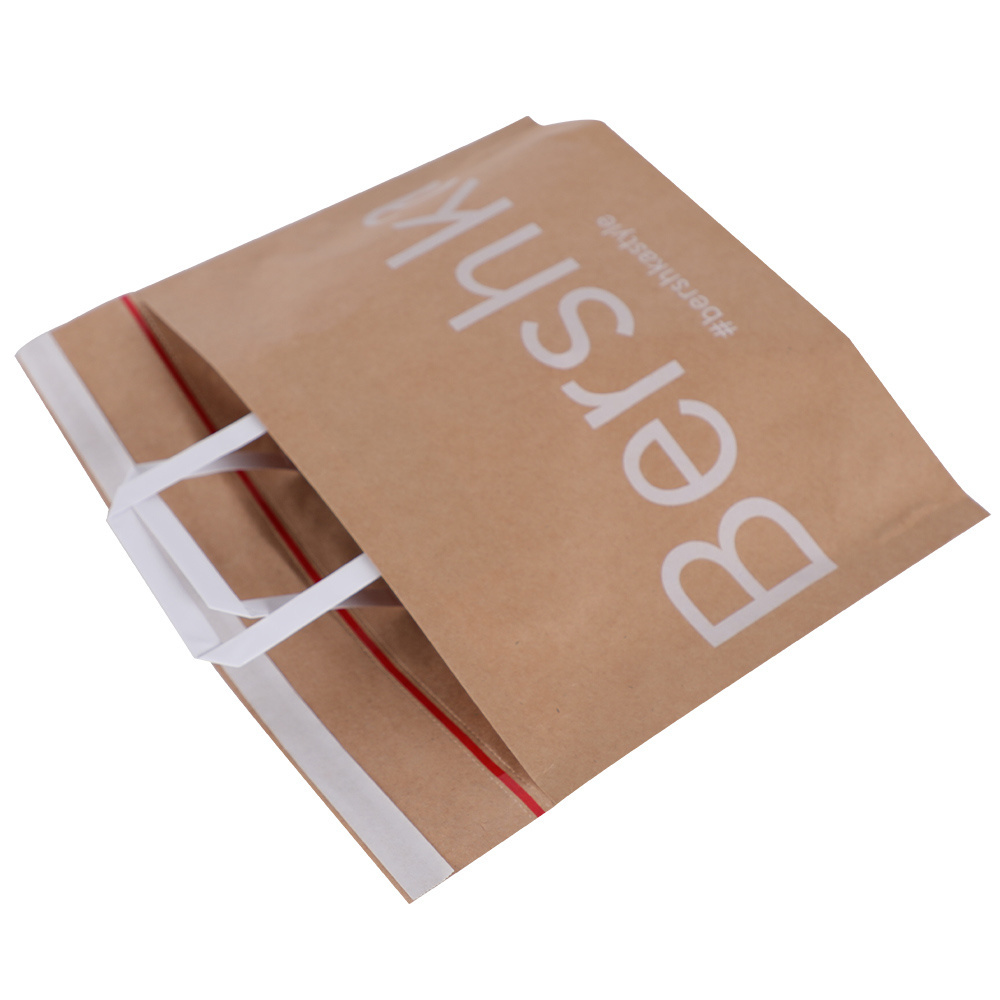 Custom Printed Your Own Logo Clothing Takeaway Togo Packaging Kraft Brown Paper Bag with Handles