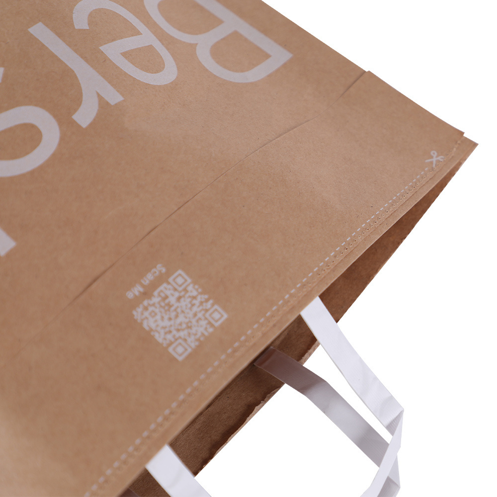 Custom Printed Your Own Logo Clothing Takeaway Togo Packaging Kraft Brown Paper Bag with Handles