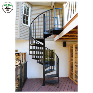 Outdoor deck spiral staircase round stairs with checkered plate steps for sale