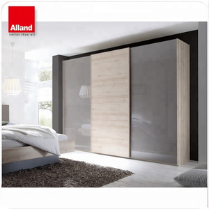 Latest design high gloss laminate bedroom sliding door wardrobe cupboard