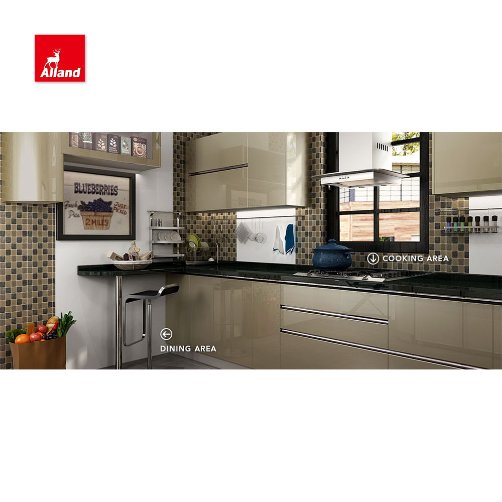 Allandcabinet Modern Style Particle Board High Gloss Lacquer Kitchen Cabinet Designs Pantry Cabinets Manufacture Supplier