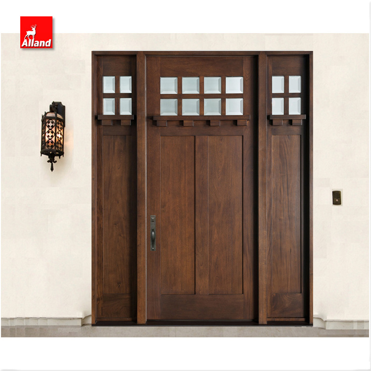 Craftsman Wood Swing Entry Door 36 In*80 In-Unfinished Front Door With 6-Lite Glass Pane With Sidelites