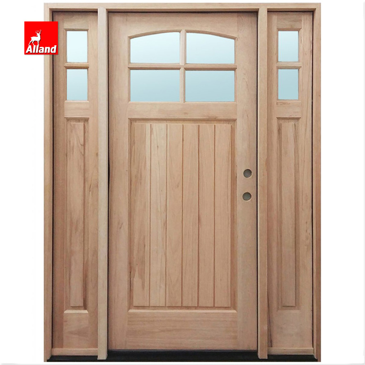 Craftsman Wood Swing Entry Door 36 In*80 In-Unfinished Front Door With 6-Lite Glass Pane With Sidelites