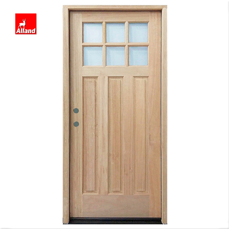 Craftsman Wood Swing Entry Door 36 In*80 In-Unfinished Front Door With 6-Lite Glass Pane With Sidelites