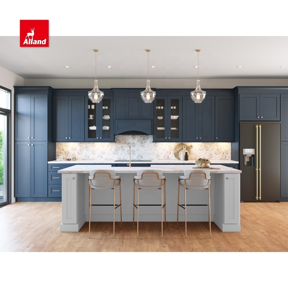 Allandcabinet Shaker Style Custom Design Kitchen Cabinets with Factory Wholesales Price stainless steel kitchen cabinet luxury