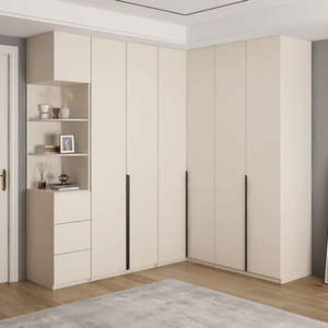 Custom 3 4 6 door white wardrobe solid wood walkin closets L cube corner shelf bedroom wall wardrobe design Walk in Closet