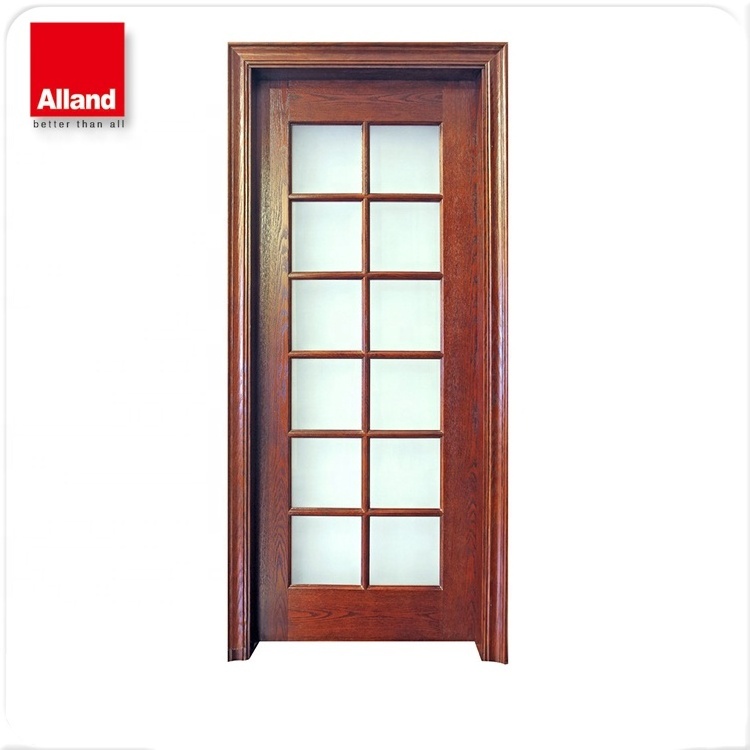 Traditional Interior Wooden Door Swing Wood Kitchen Doors With Glass Panel For Custom Home