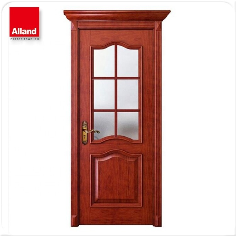 Traditional Interior Wooden Door Swing Wood Kitchen Doors With Glass Panel For Custom Home