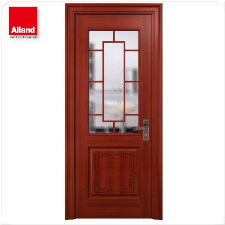 Traditional Interior Wooden Door Swing Wood Kitchen Doors With Glass Panel For Custom Home