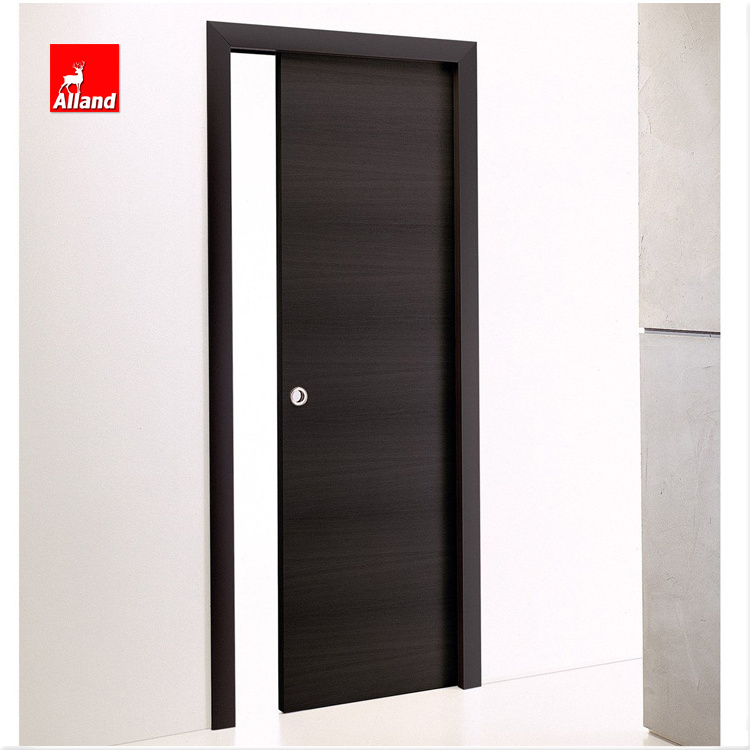 Mahogany Wood Veneer Sliding Pocket Door Swing Customized White House Building Entry Doors Interior Solid Wood Customized Size