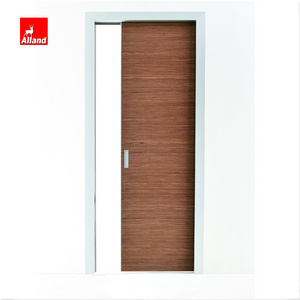 Mahogany Wood Veneer Sliding Pocket Door Swing Customized White House Building Entry Doors Interior Solid Wood Customized Size