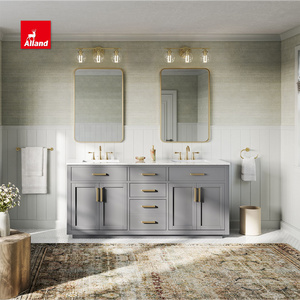 AllandCabinet Modern Style Matte Lacquer Finish Shaker Door Bathroom Vanity with Handle