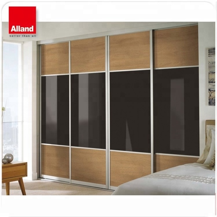 Latest design high gloss laminate bedroom sliding door wardrobe cupboard