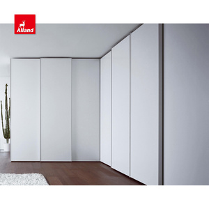 Allandcabinet L Shape White Painted Corner Sliding Wardrobe Sleek Simply Modern Design Closet Scandinavian Bedroom Cabinet