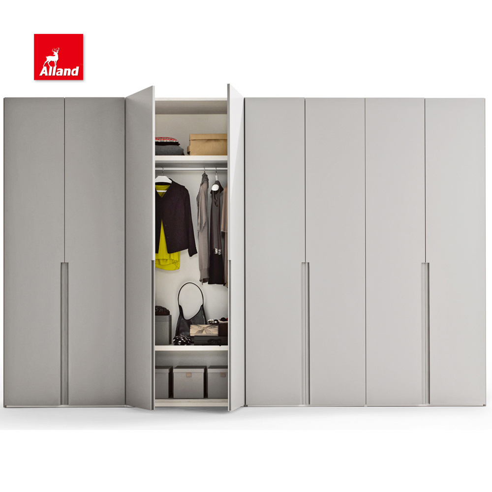 Allandcabinet European Modern Design Painted Wardrobe With  Handleless Customized Simply  Lacquer Closet Set With J Pull