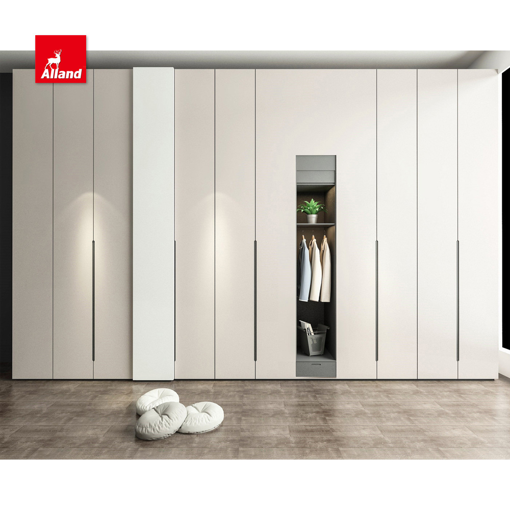 Allandcabinet European Modern Design Painted Wardrobe With  Handleless Customized Simply  Lacquer Closet Set With J Pull