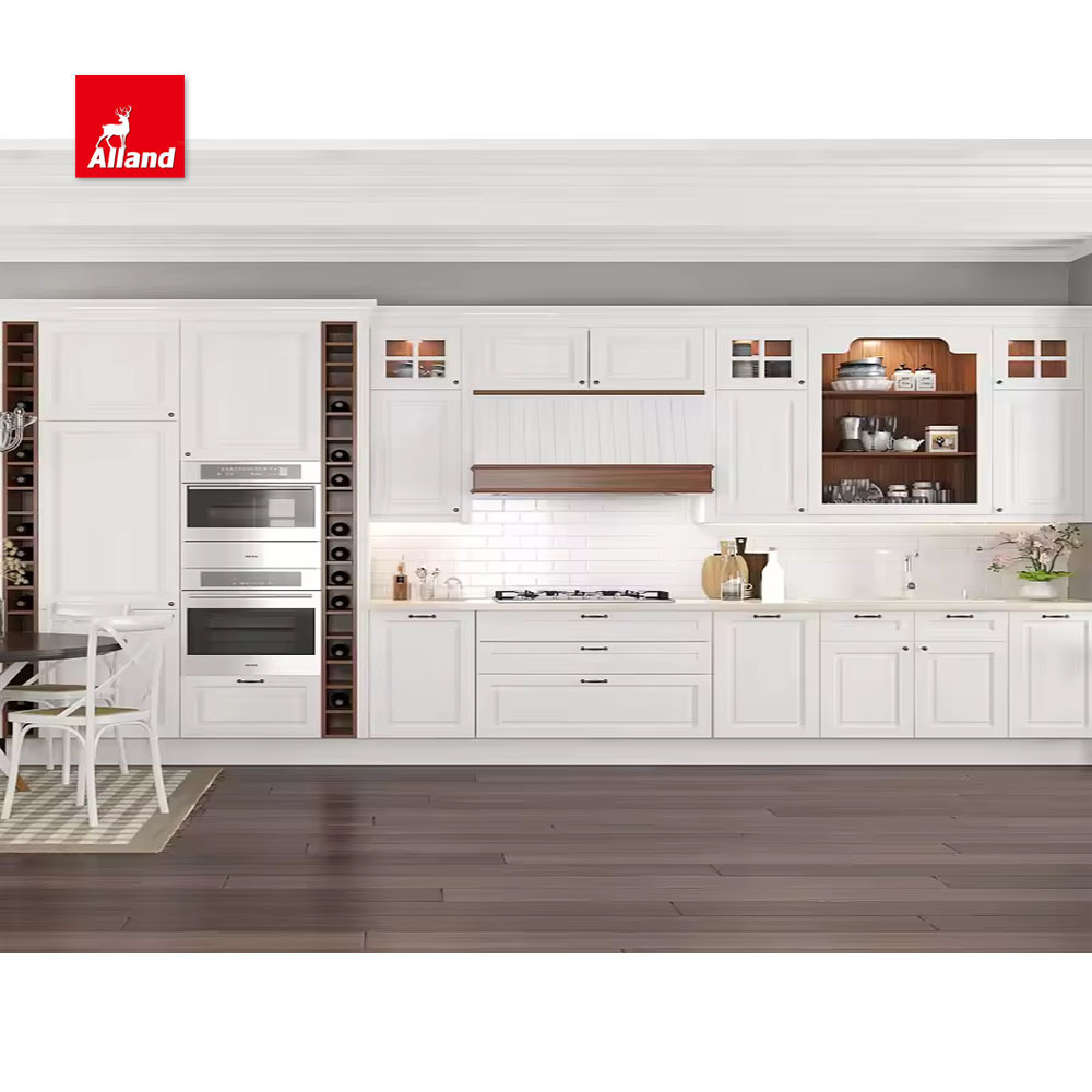 Allandcabinet Whole House Furniture Customization Modern Woods Stain Finish Oak Cherry Wood Wardrobe Bathroom Kitchen Cabinets