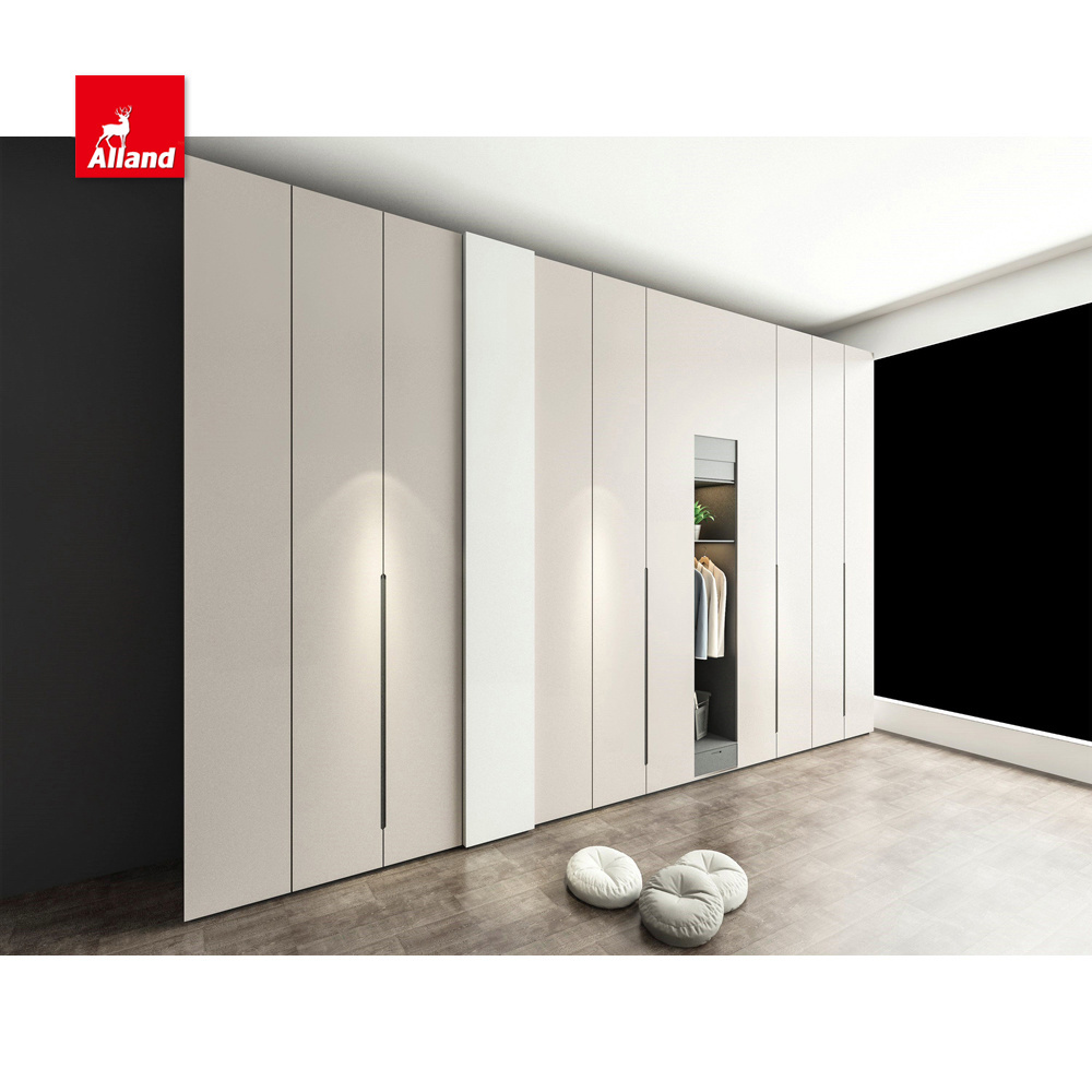 Allandcabinet European Modern Design Painted Wardrobe With  Handleless Customized Simply  Lacquer Closet Set With J Pull