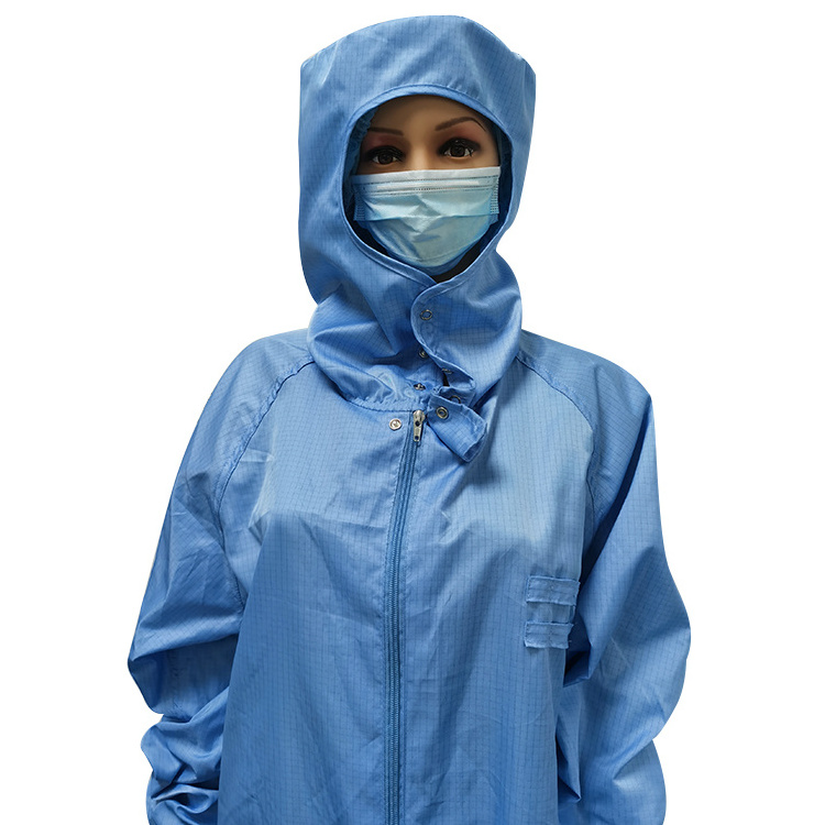 Custom Waterproof Overall Cleanroom Jacket Suit Hooded Anti Static Esd Clothing