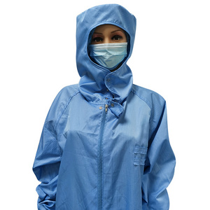 Custom Waterproof Overall Cleanroom Jacket Suit Hooded Anti Static Esd Clothing