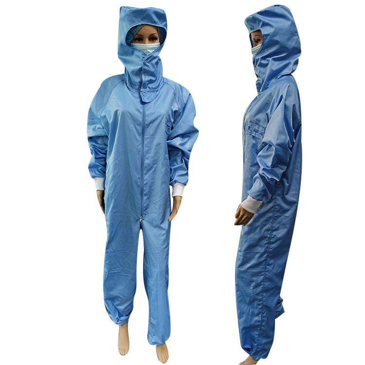 Custom Waterproof Overall Cleanroom Jacket Suit Hooded Anti Static Esd Clothing