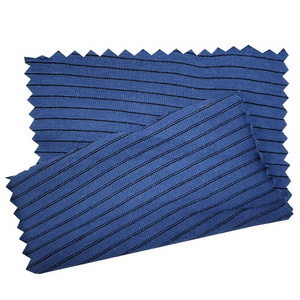 Blue Color 99% Cotton 1% Carbon Fiber 4mm Stripe Knitted Antistatic ESD Cotton Fabric